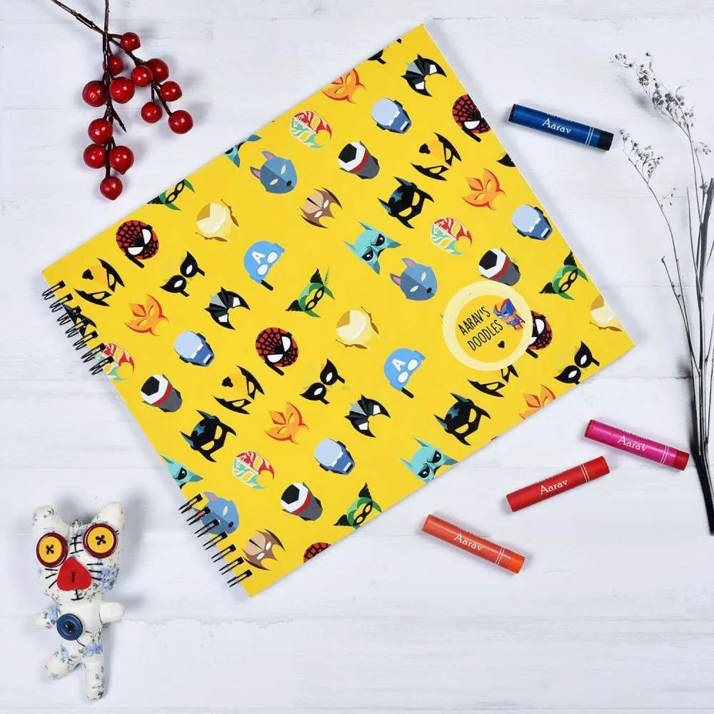 Doodle Book With Personalized Crayons - Mask Super Heroes