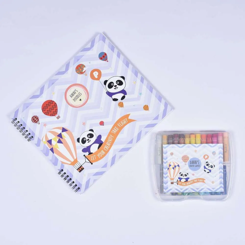 Doodle Book With Personalized Crayons - Panda