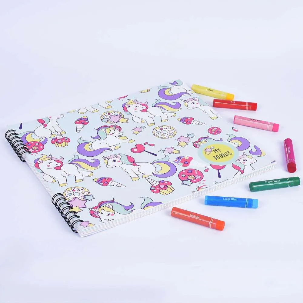 Doodle Book With Personalized Crayons - Shy Unicorn