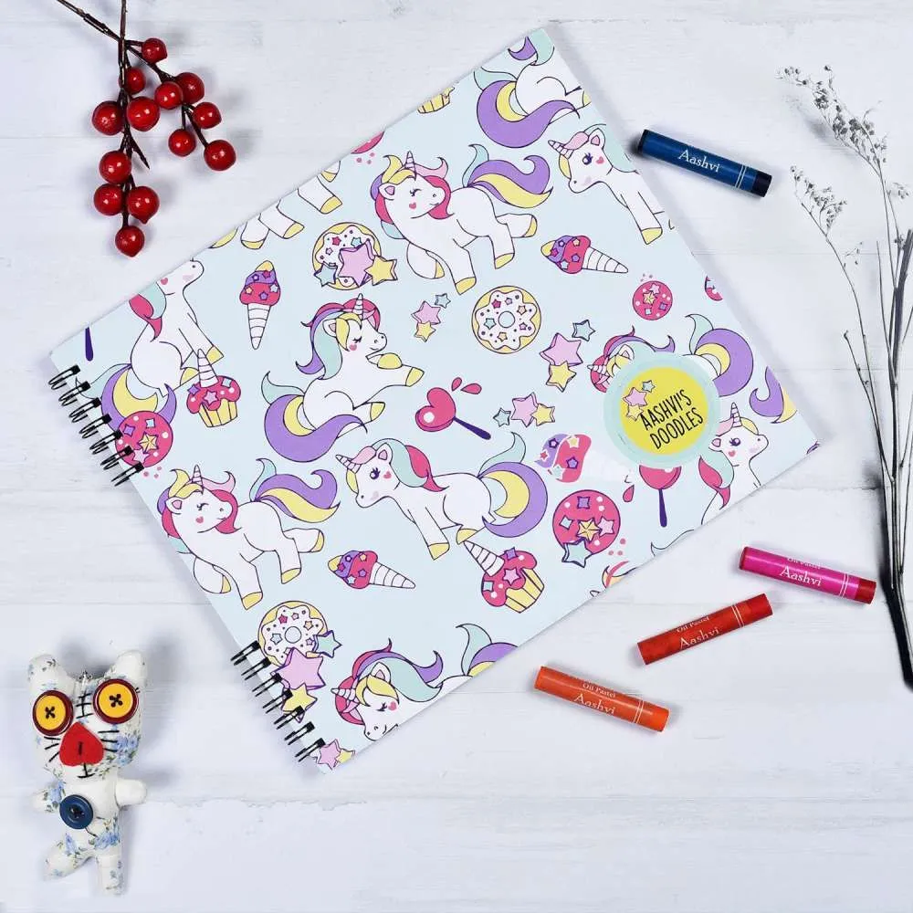 Doodle Book With Personalized Crayons - Shy Unicorn