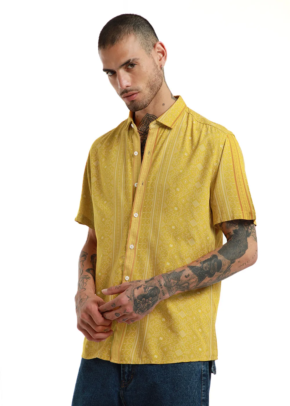 Dot & Dash Print Half Sleeve Shirt