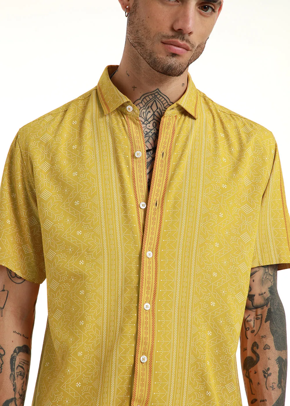 Dot & Dash Print Half Sleeve Shirt