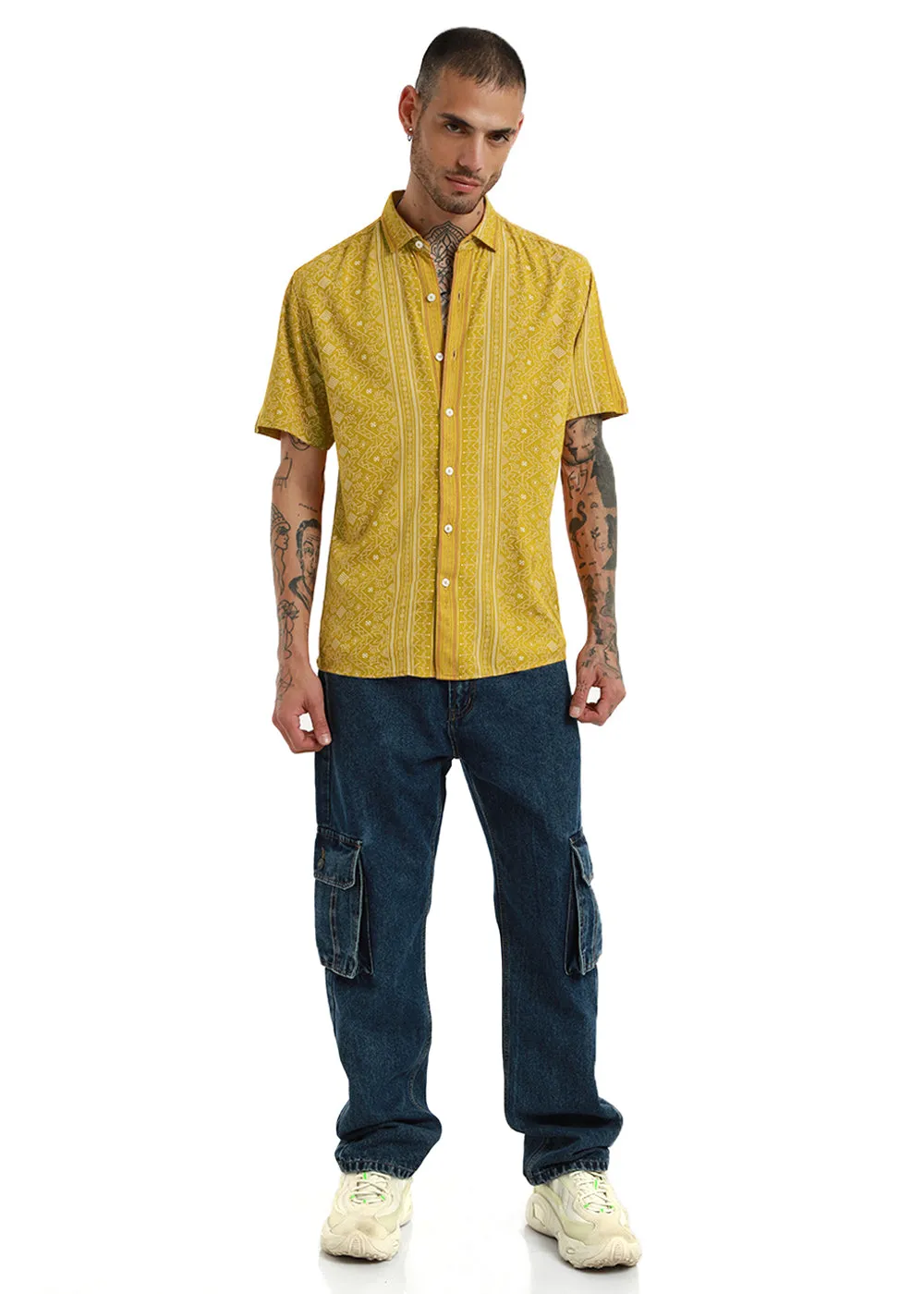 Dot & Dash Print Half Sleeve Shirt