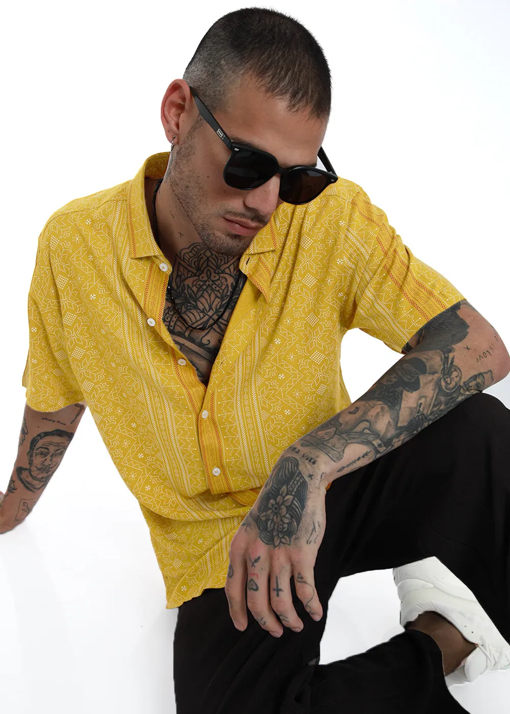 Dot & Dash Print Half Sleeve Shirt