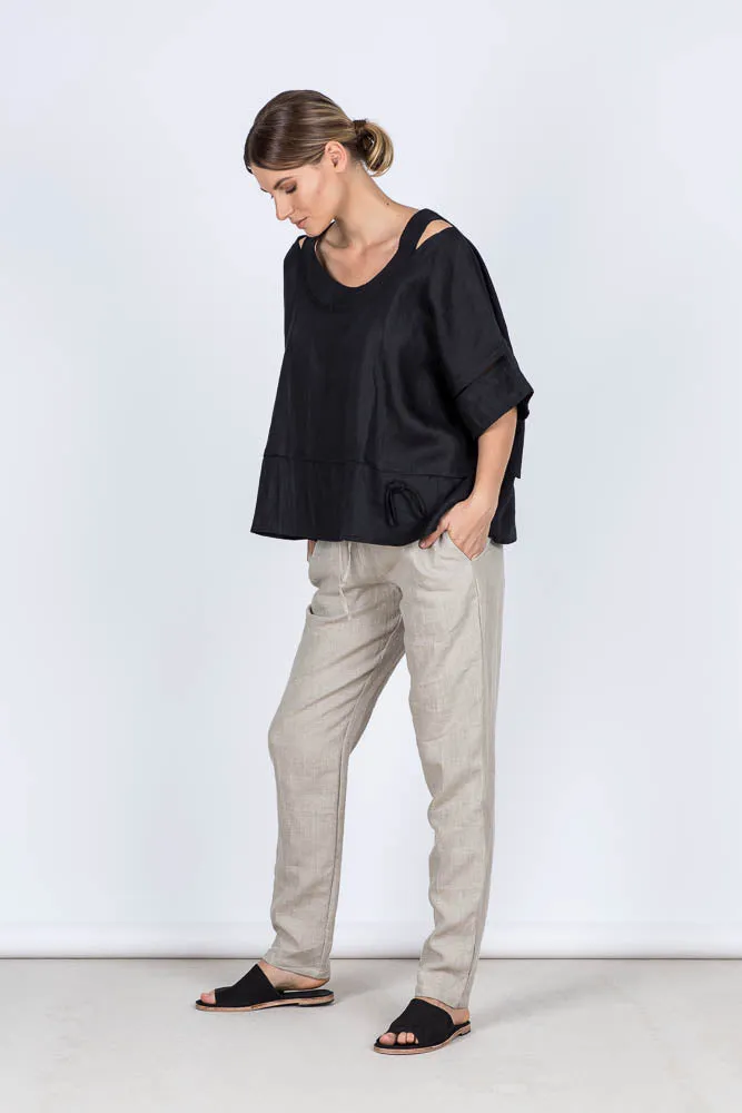 Emma Linen Top Black