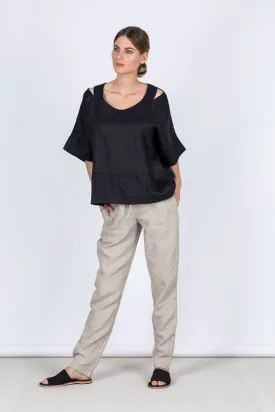 Emma Linen Top Black