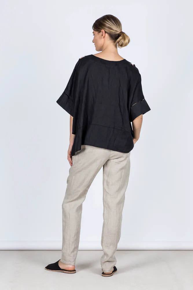Emma Linen Top Black