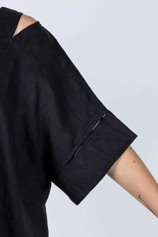 Emma Linen Top Black