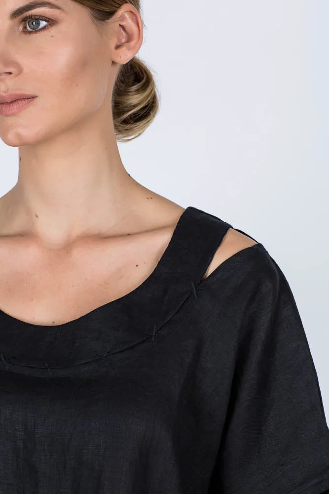 Emma Linen Top Black