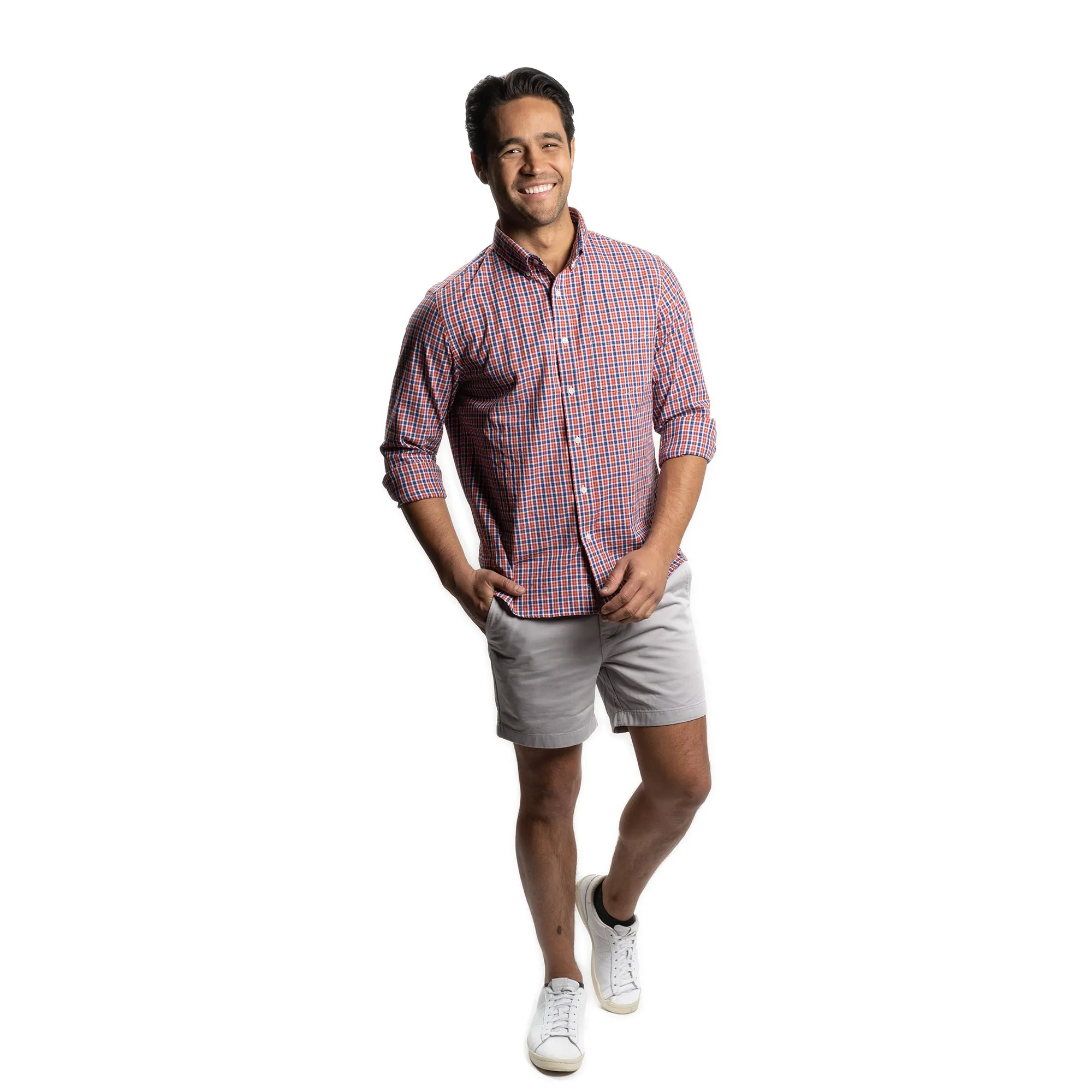 Everyday Stretch Oxford Standard Fit -  Navy Red Tattersall