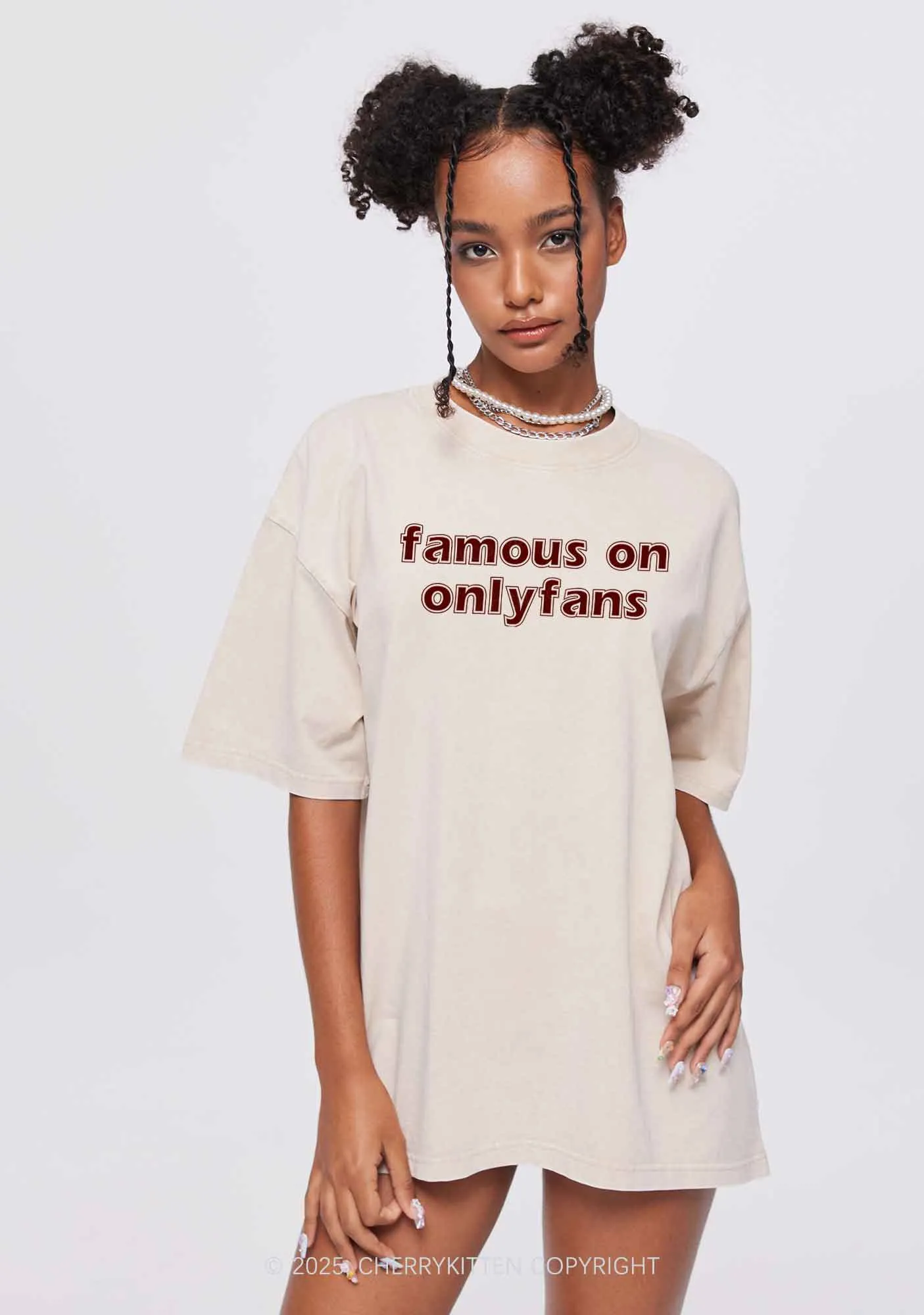 Famous On Onlyfans Y2K Shirts Washed Tee Cherrykitten