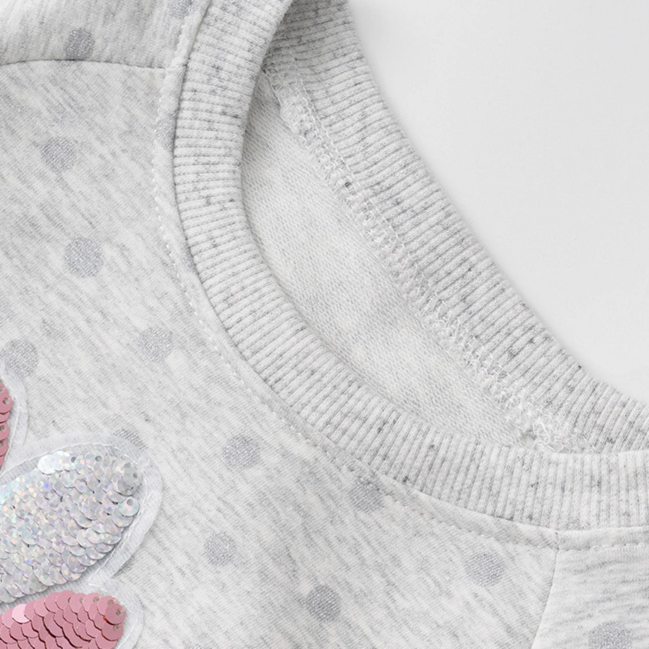 Full Sleeve Dino Glitter Theme Girls Sweatshirt, White