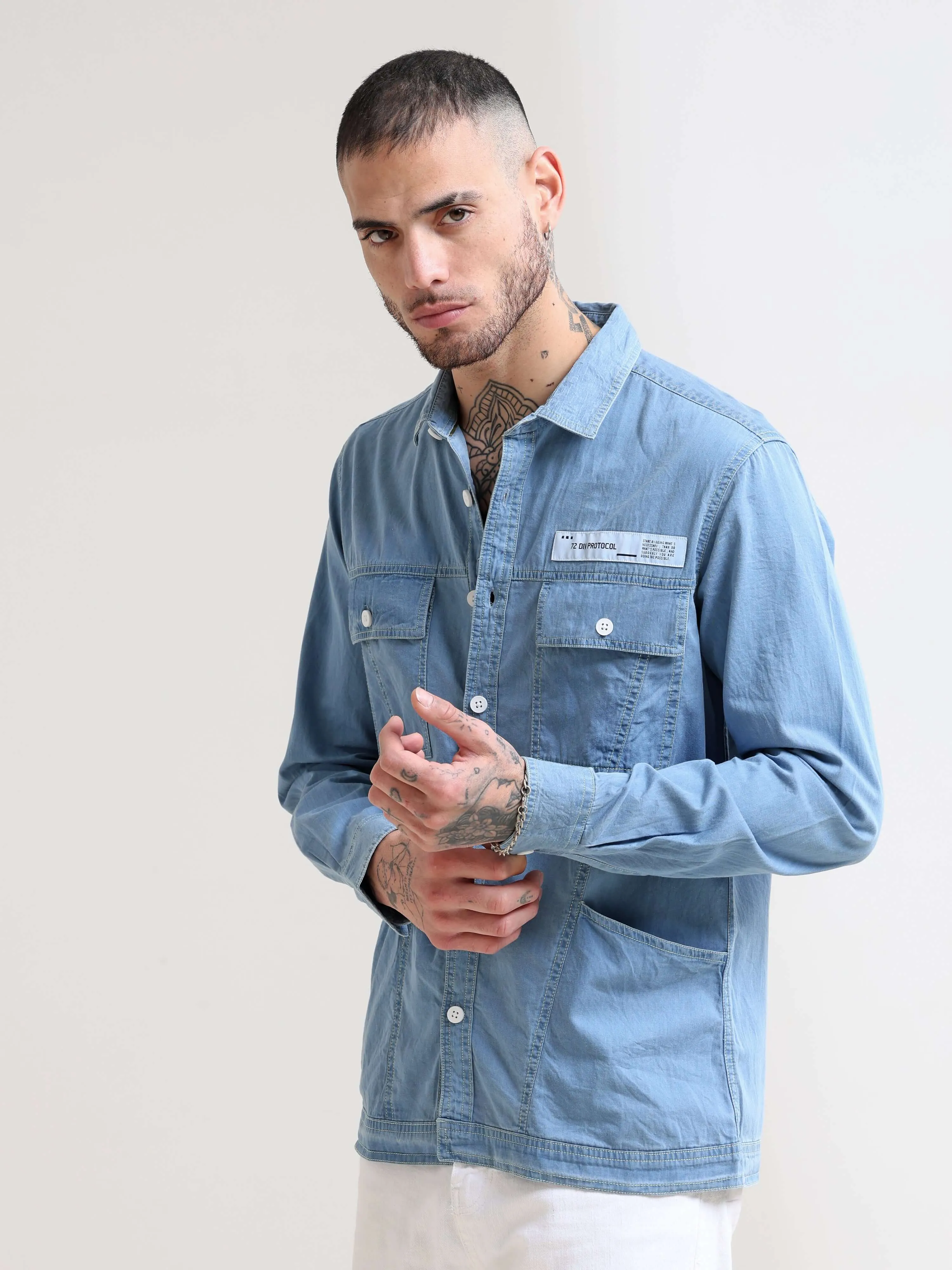 Genie Ice Blue Denim Overshirt
