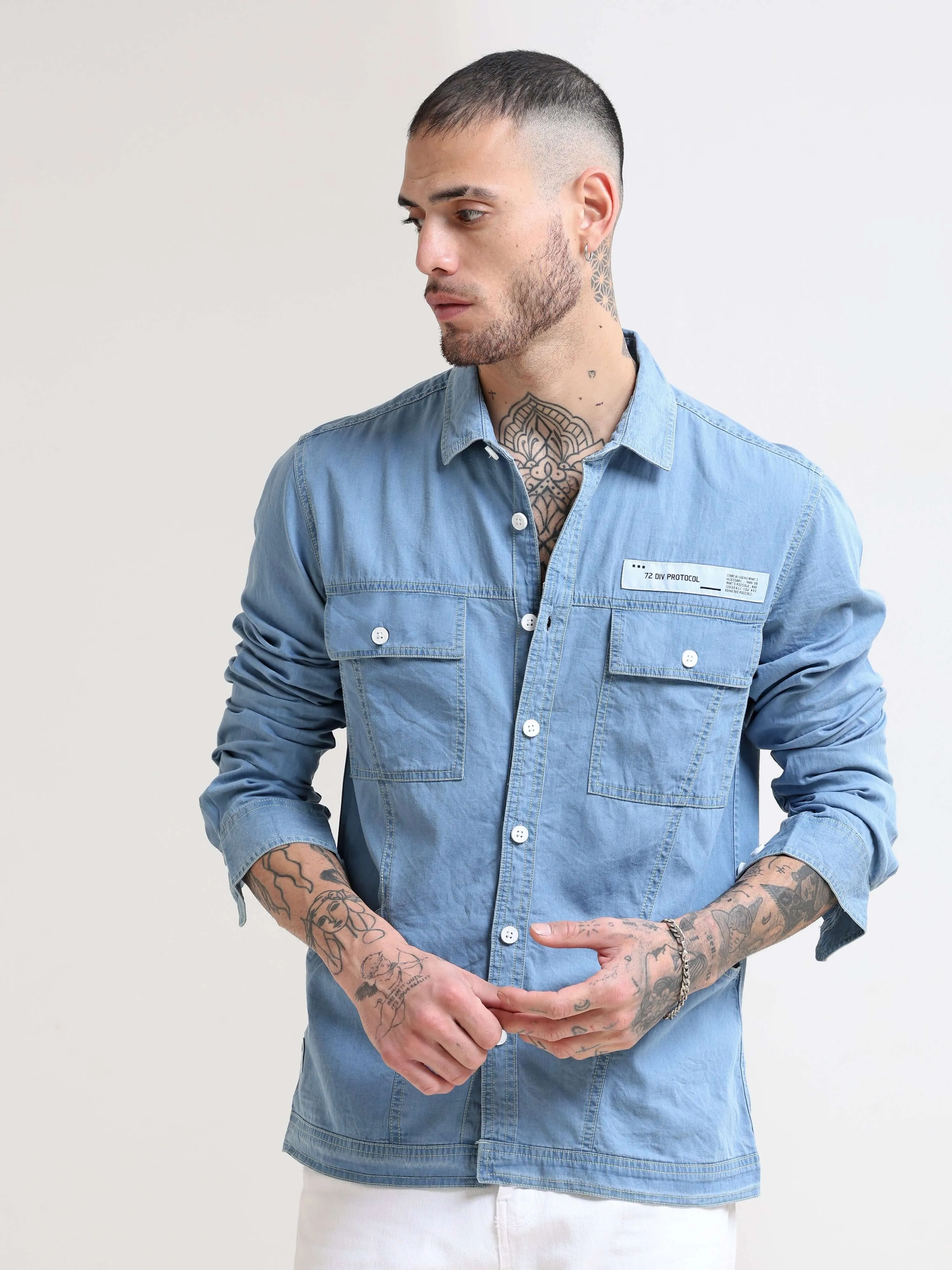 Genie Ice Blue Denim Overshirt