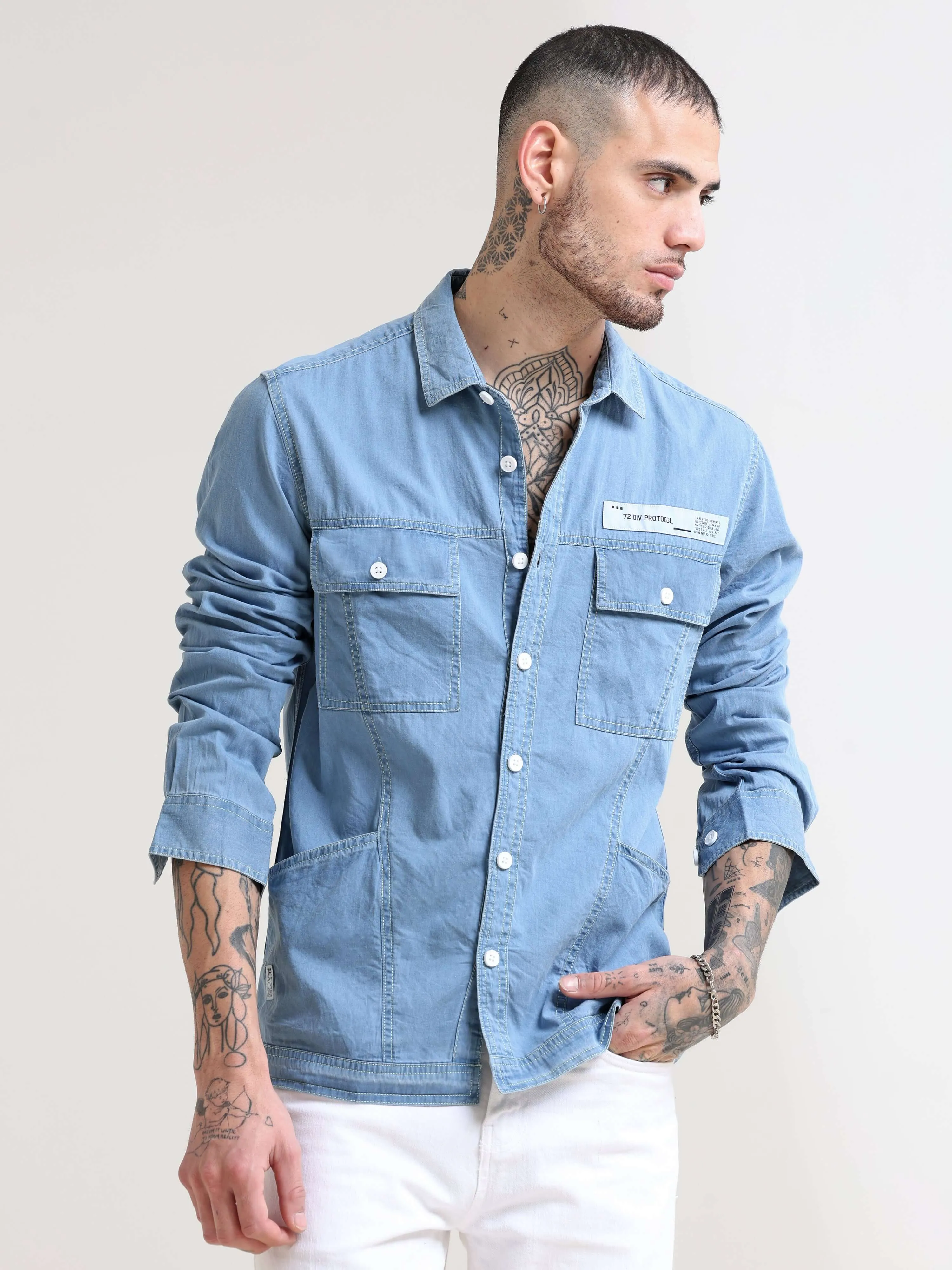 Genie Ice Blue Denim Overshirt