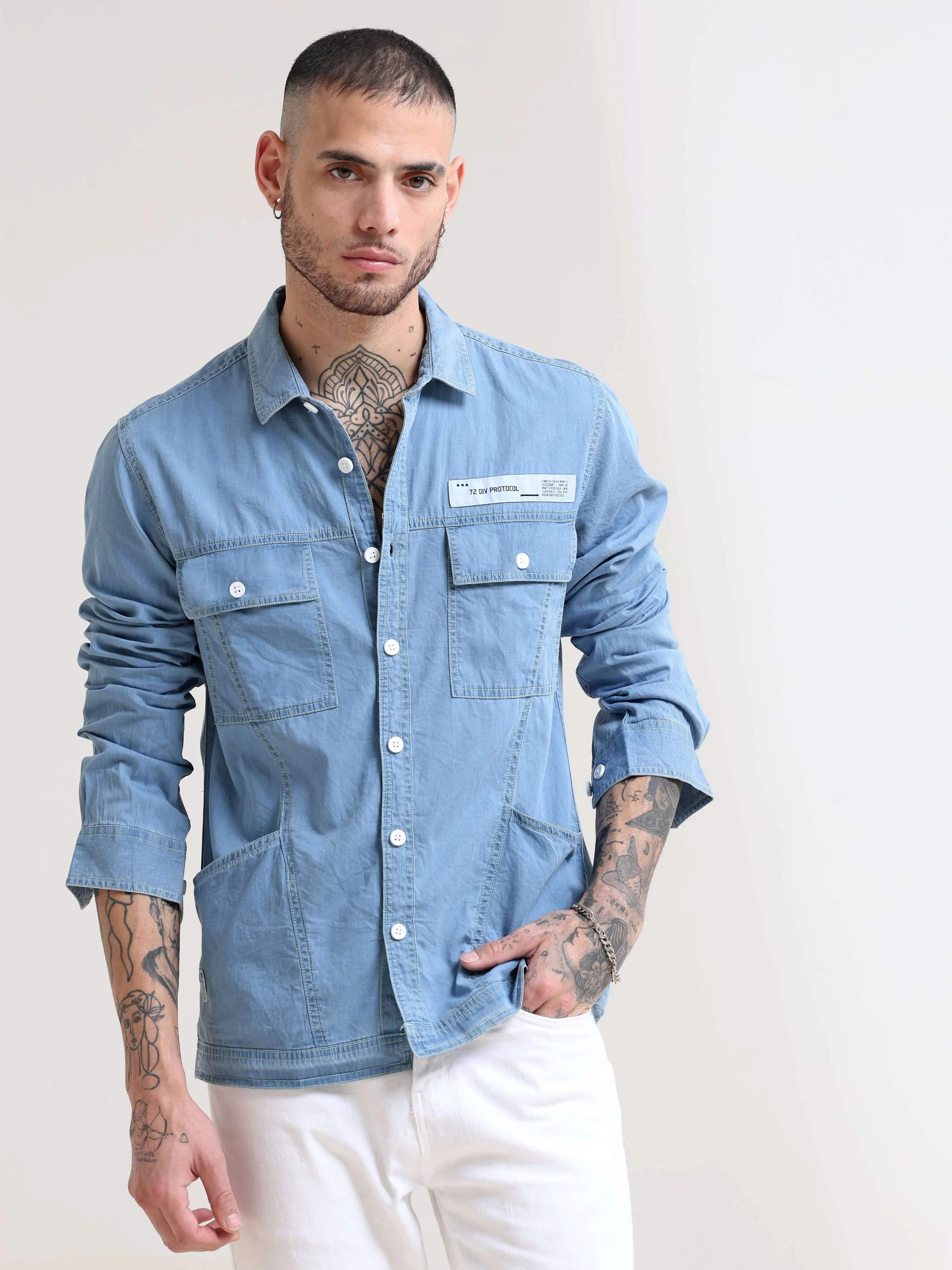 Genie Ice Blue Denim Overshirt