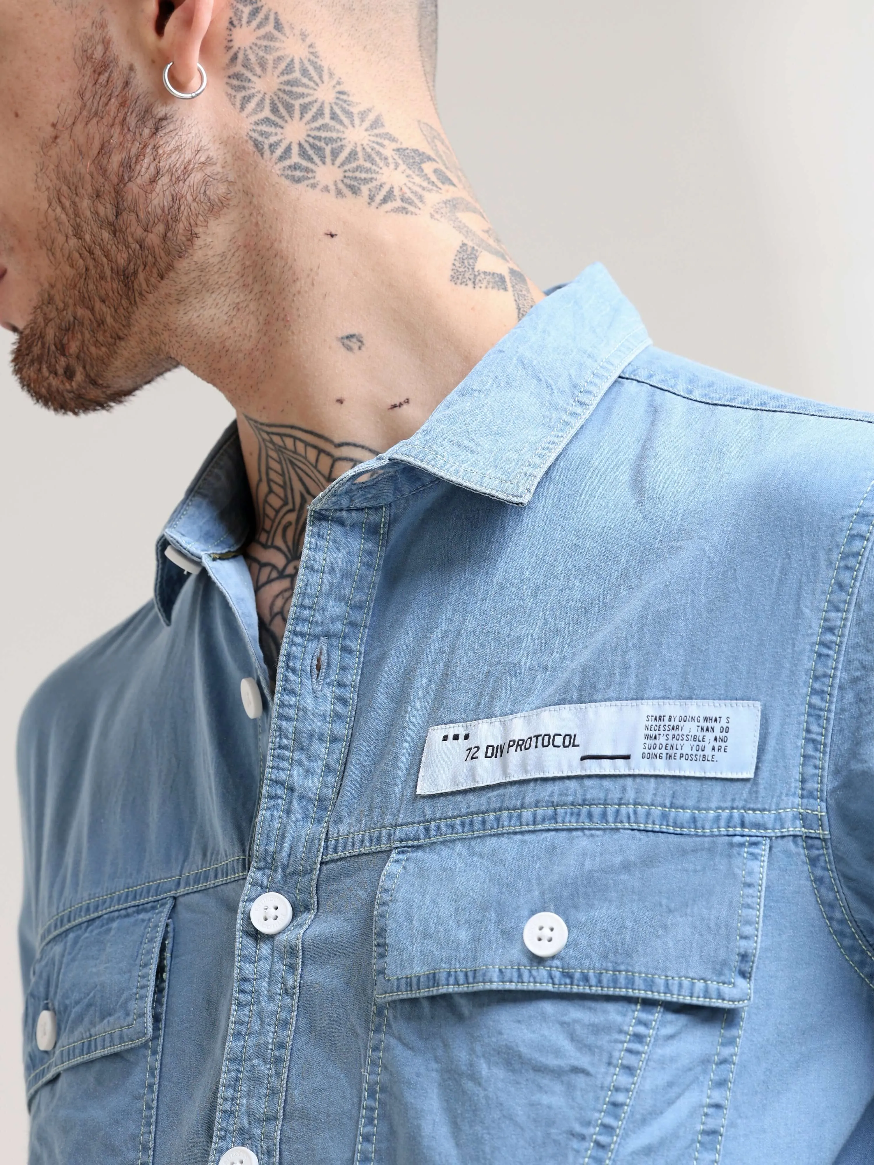 Genie Ice Blue Denim Overshirt
