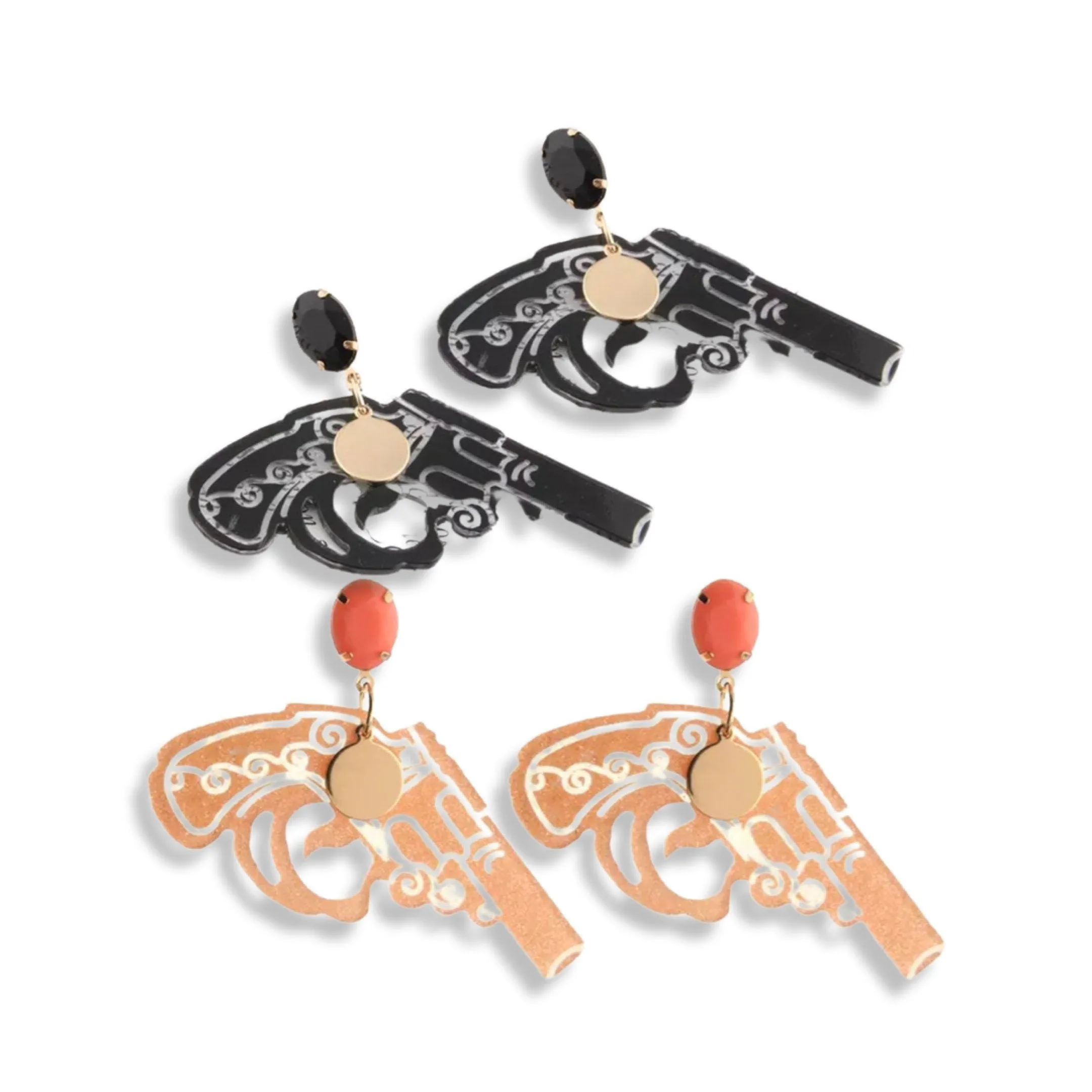 Handgun Earrings - Handmade Earrings, Western Jewelry, Gun Earrings, Handmade Jewelry, Western Earrings, Law Enforcement Gift
