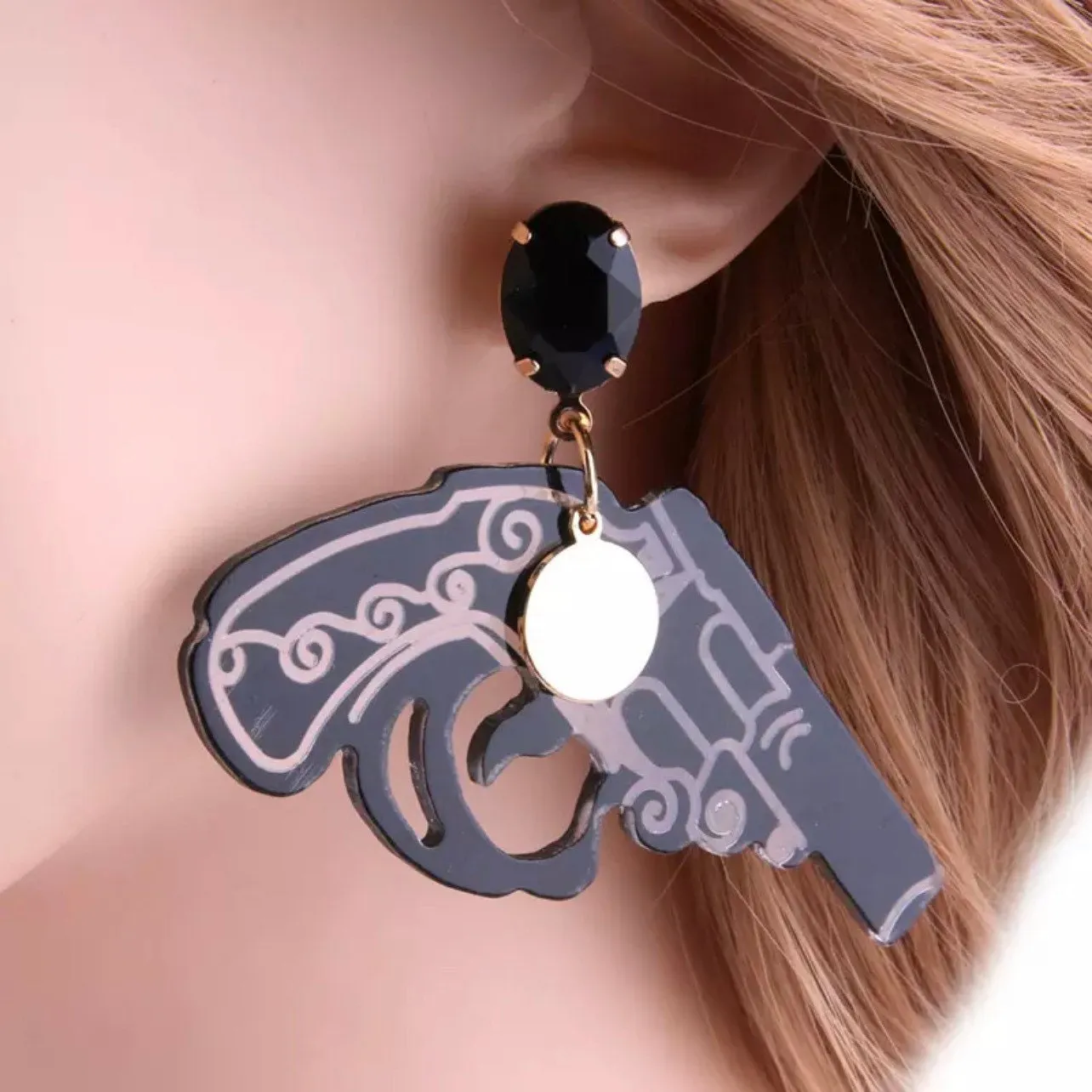 Handgun Earrings - Handmade Earrings, Western Jewelry, Gun Earrings, Handmade Jewelry, Western Earrings, Law Enforcement Gift