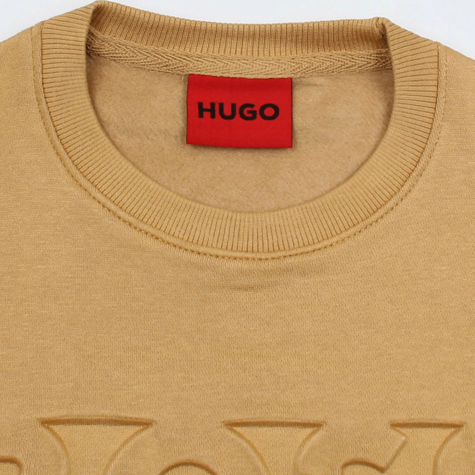 HU - Men 'Beige' Boss Embossed Logo Fleece Sweatshirt HU599