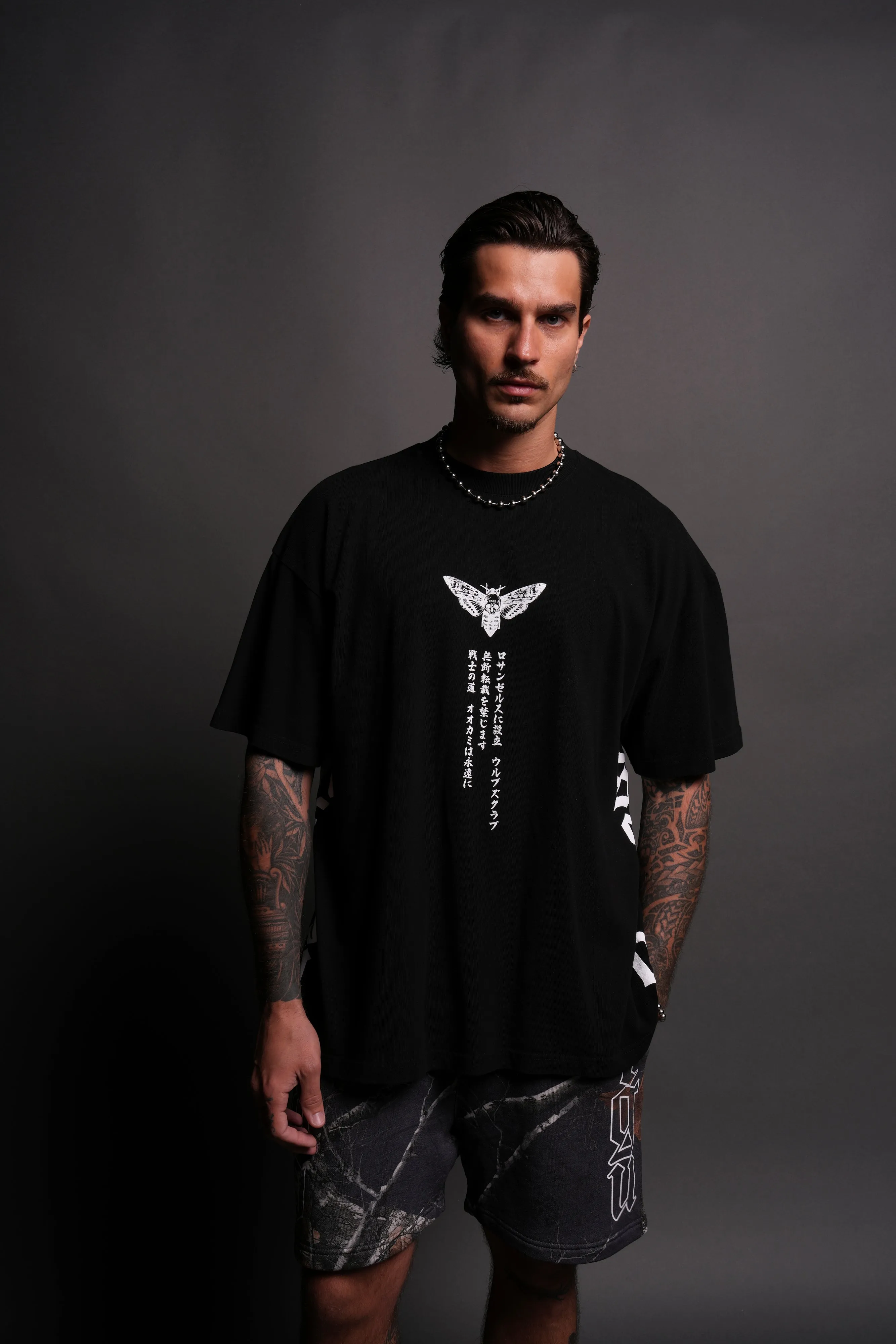 Inosuke "Side By Side" Series Premium Tee in Black