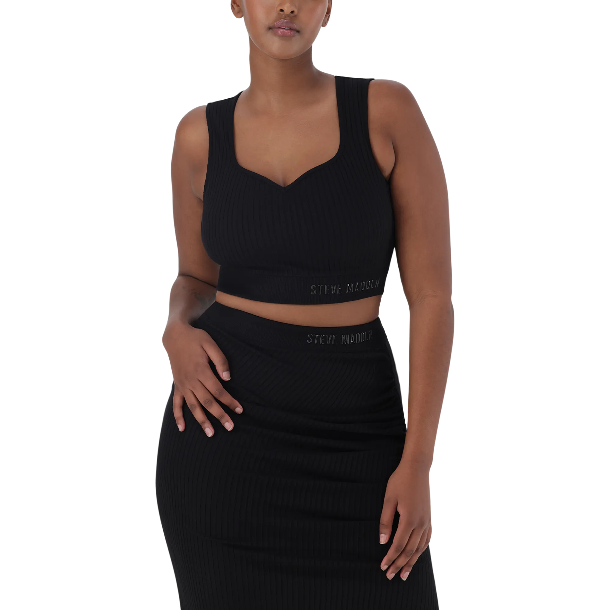 Black Sweetheart Sleeveless Cropped Top by Juante