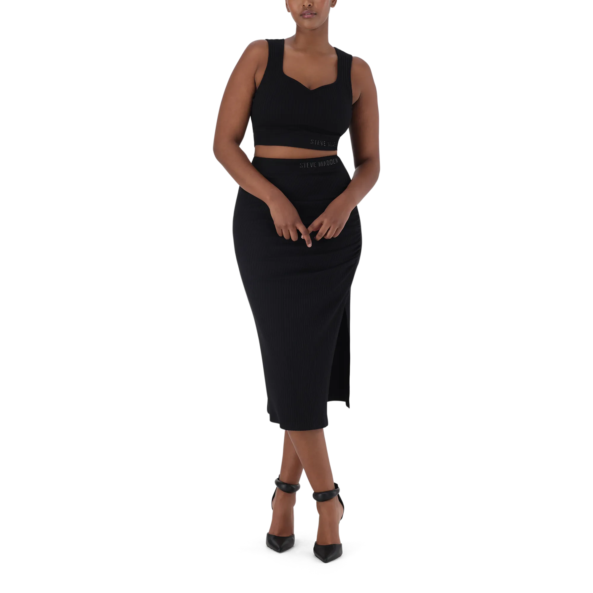 Black Sweetheart Sleeveless Cropped Top by Juante