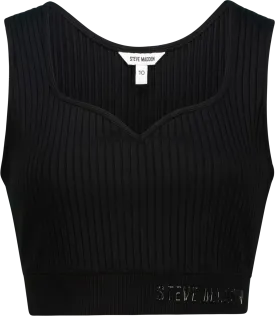 Black Sweetheart Sleeveless Cropped Top by Juante
