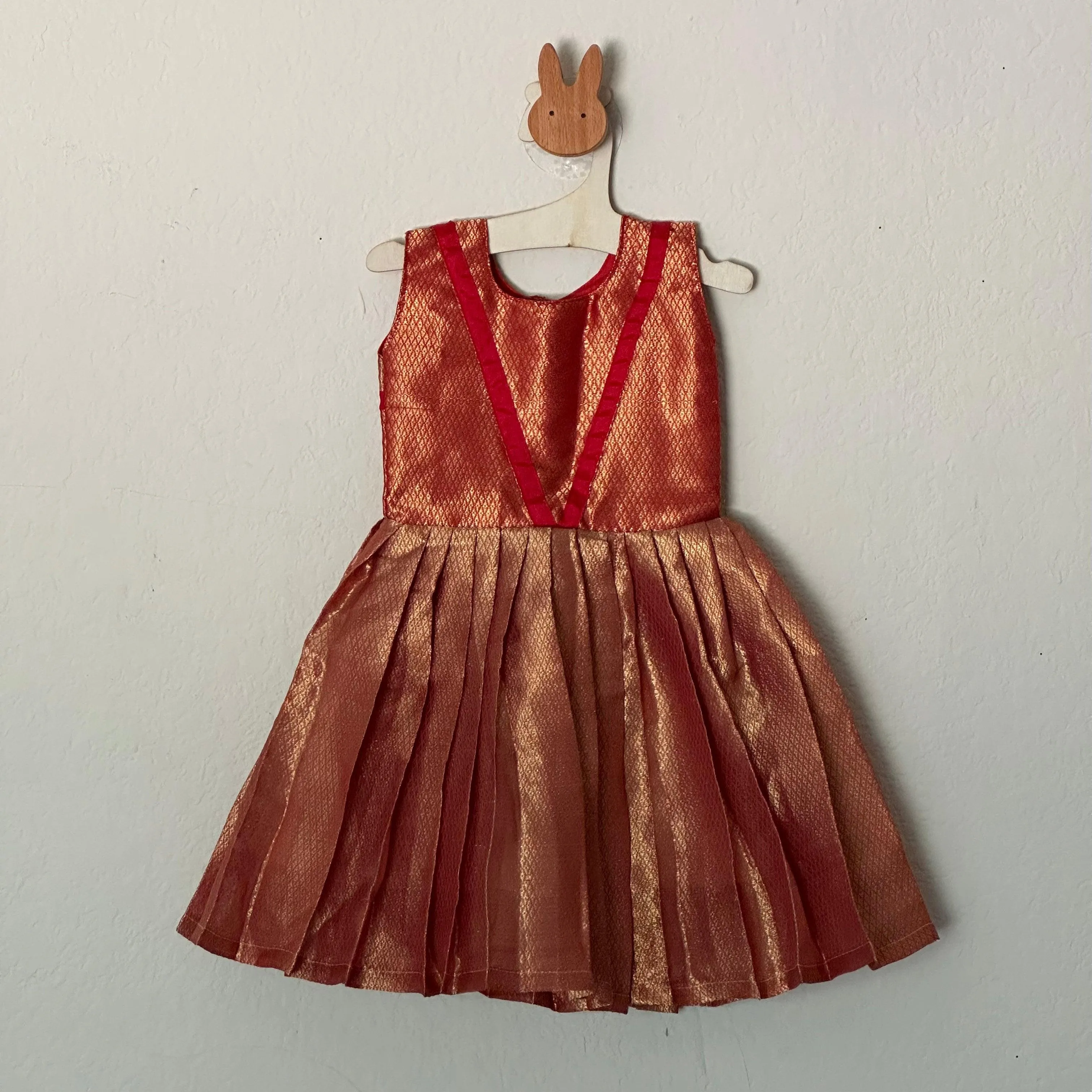 Katan Silk Frock wih copper Zari | Newborn