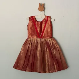 Katan Silk Frock wih copper Zari | Newborn