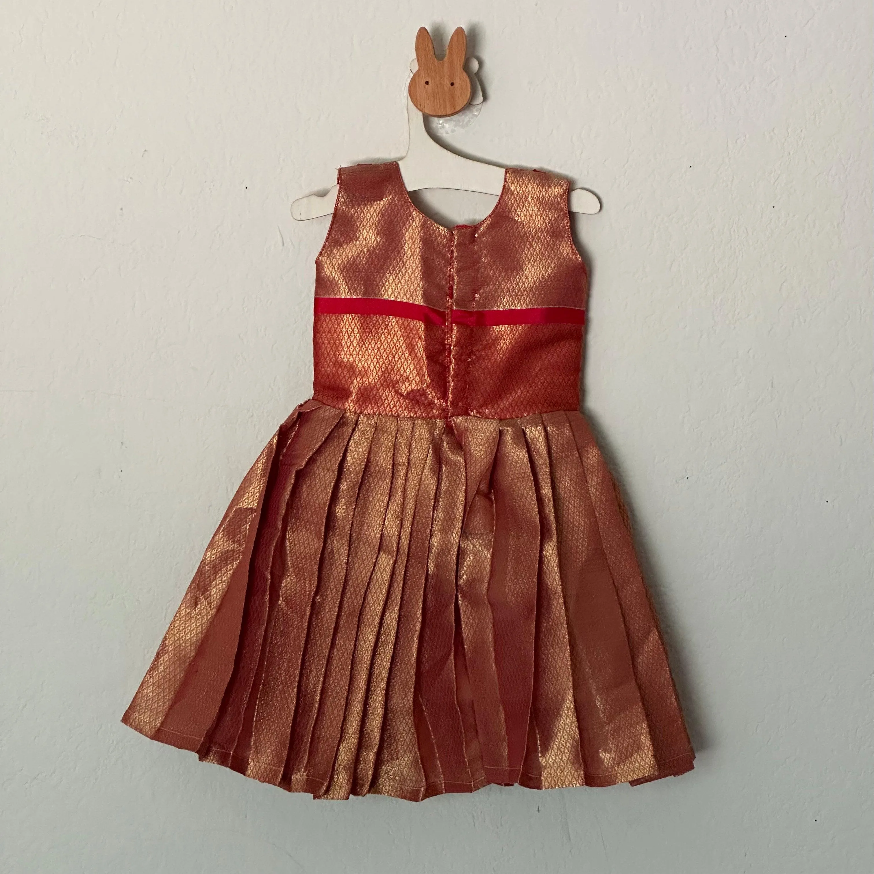 Katan Silk Frock wih copper Zari | Newborn