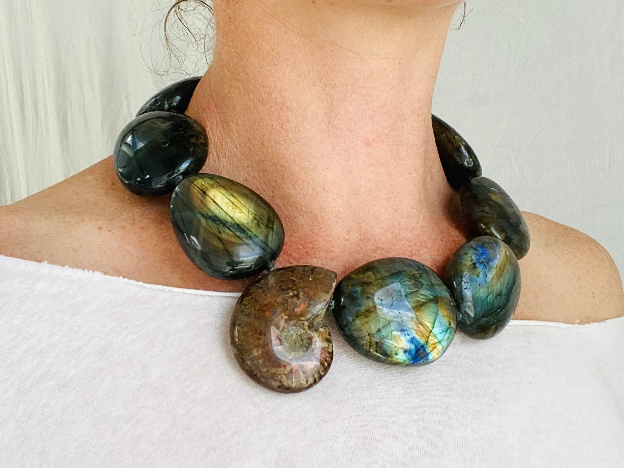 Labradorite & Ammonite Necklace.