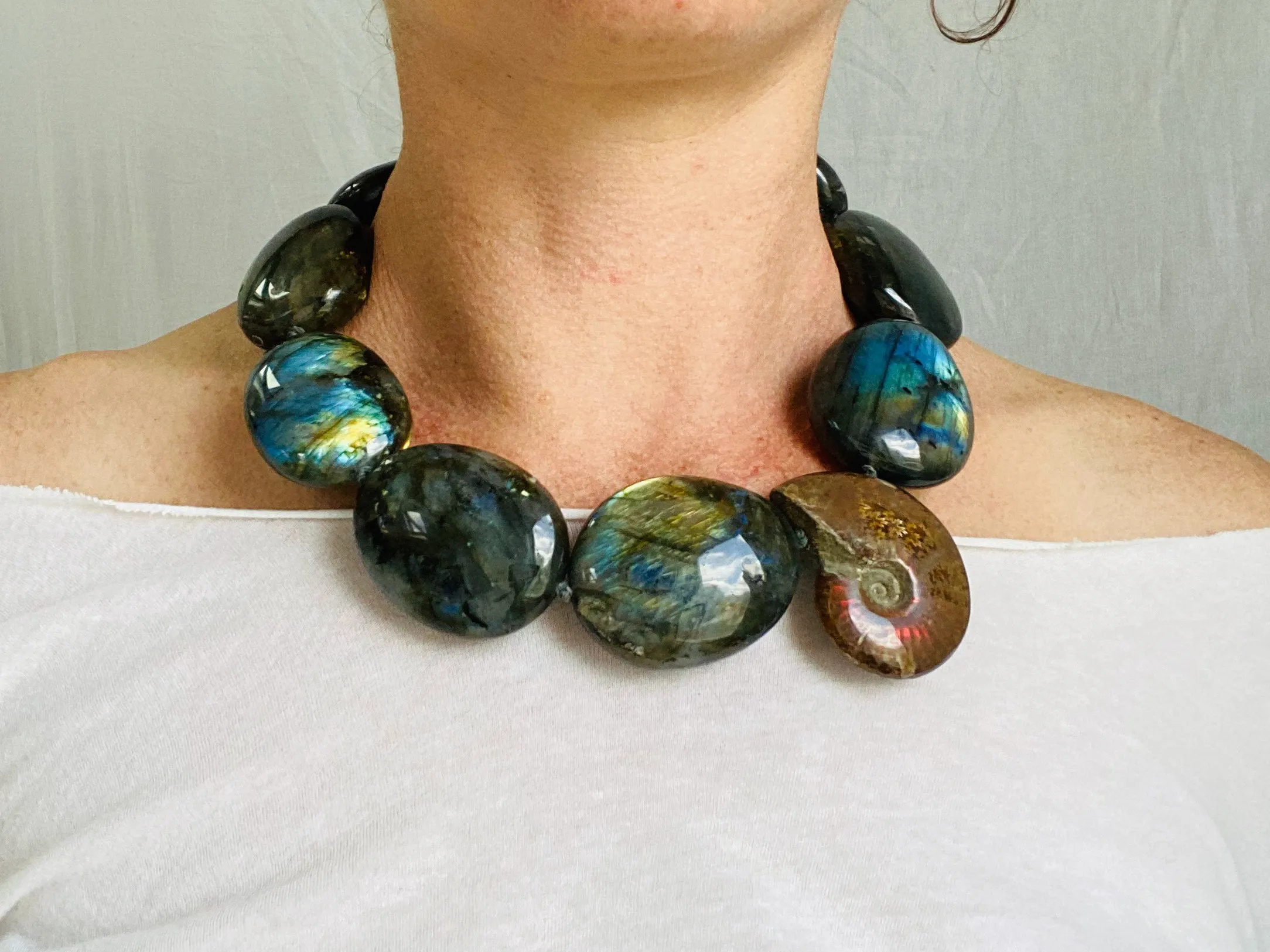Labradorite & Ammonite Necklace.
