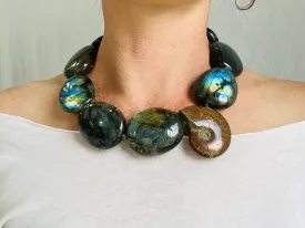 Labradorite & Ammonite Necklace.