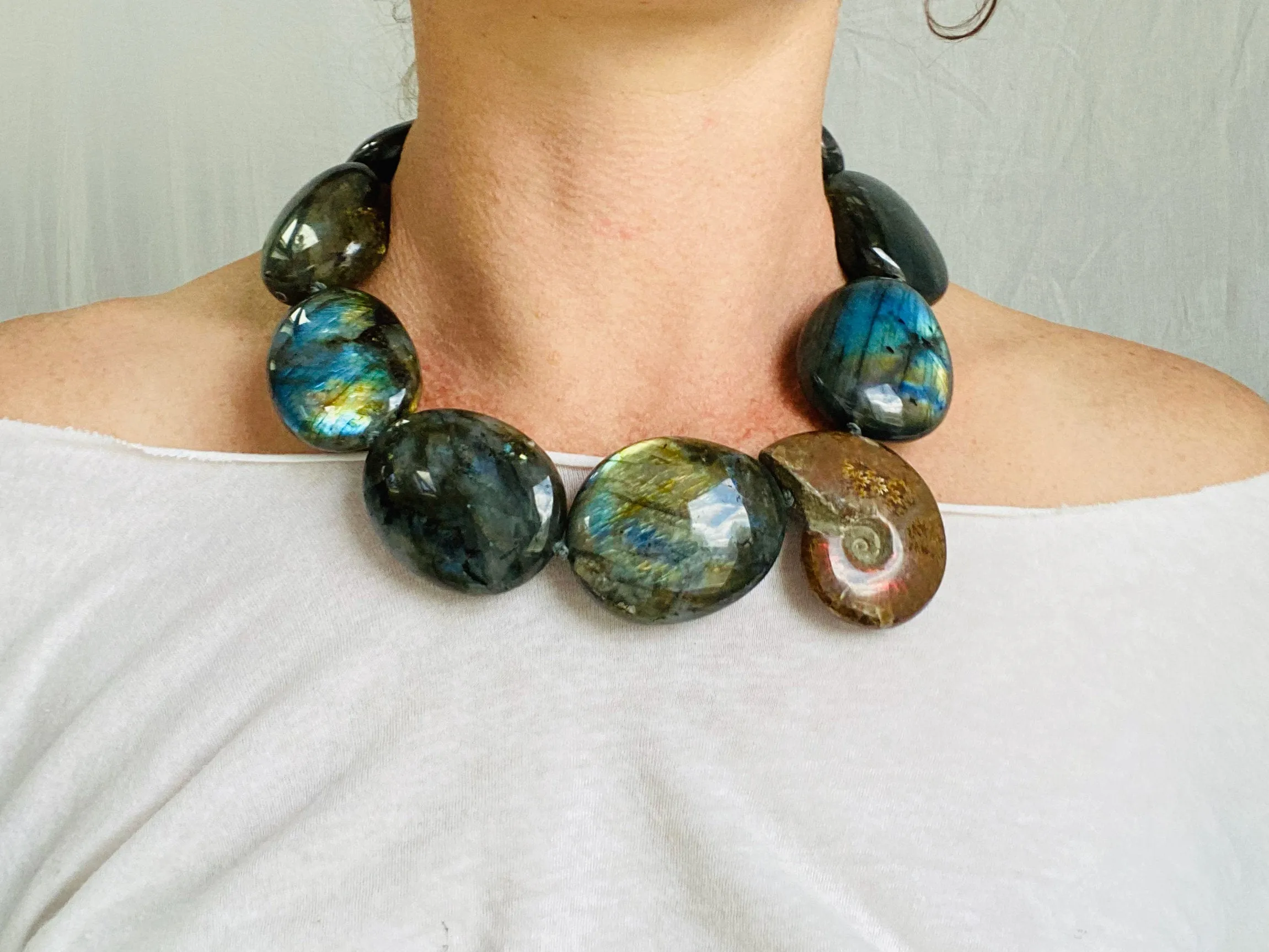 Labradorite & Ammonite Necklace.