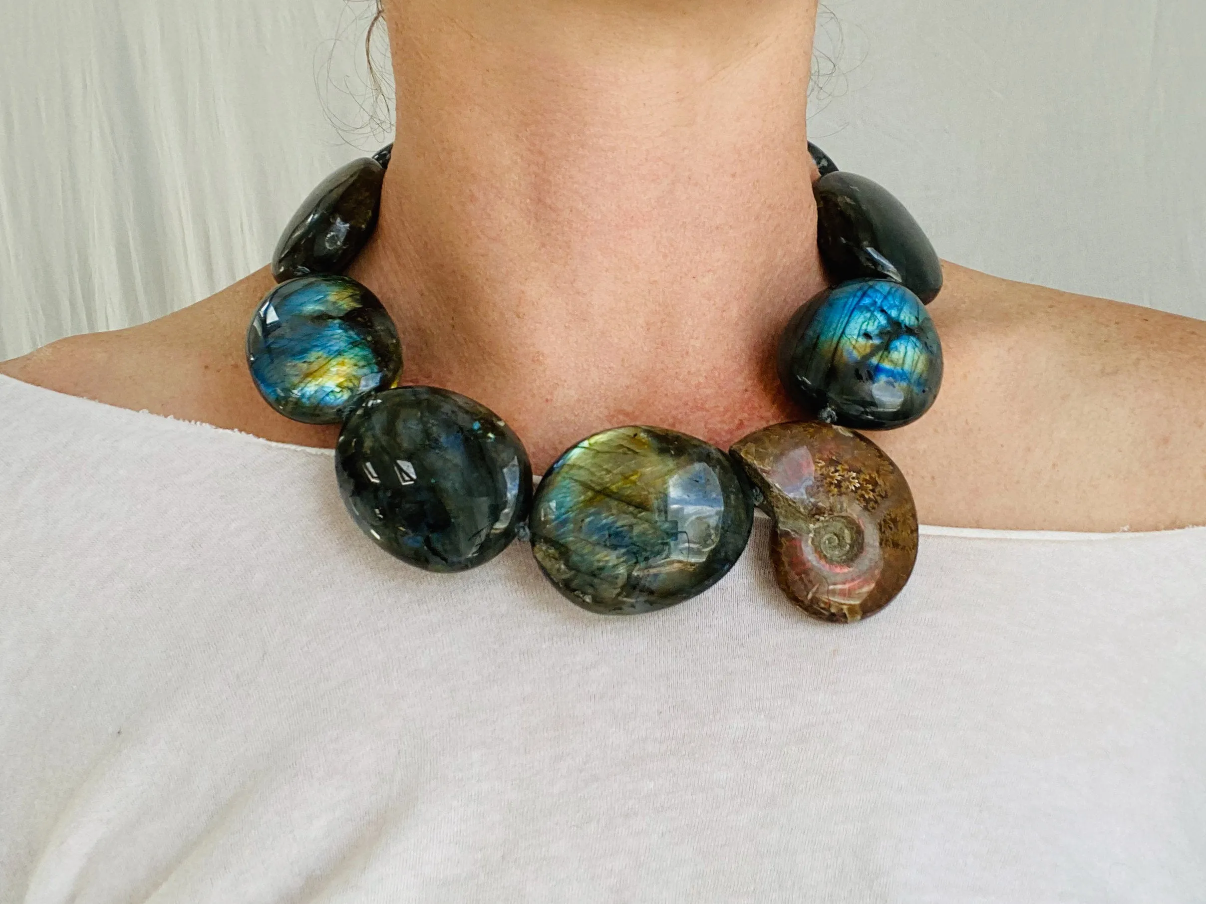 Labradorite & Ammonite Necklace.