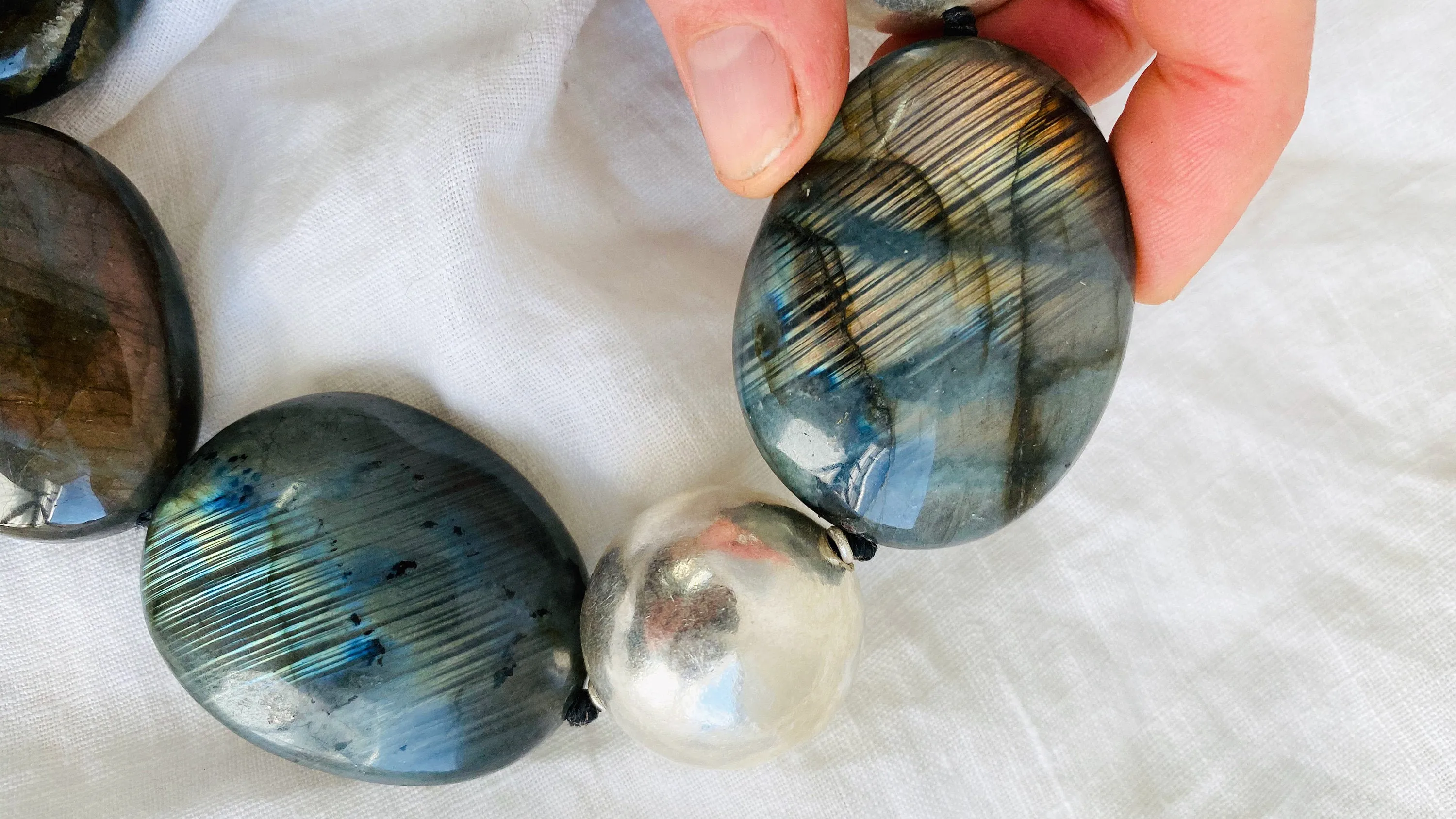 Labradorite & Silver Necklace. Sterling Silver.