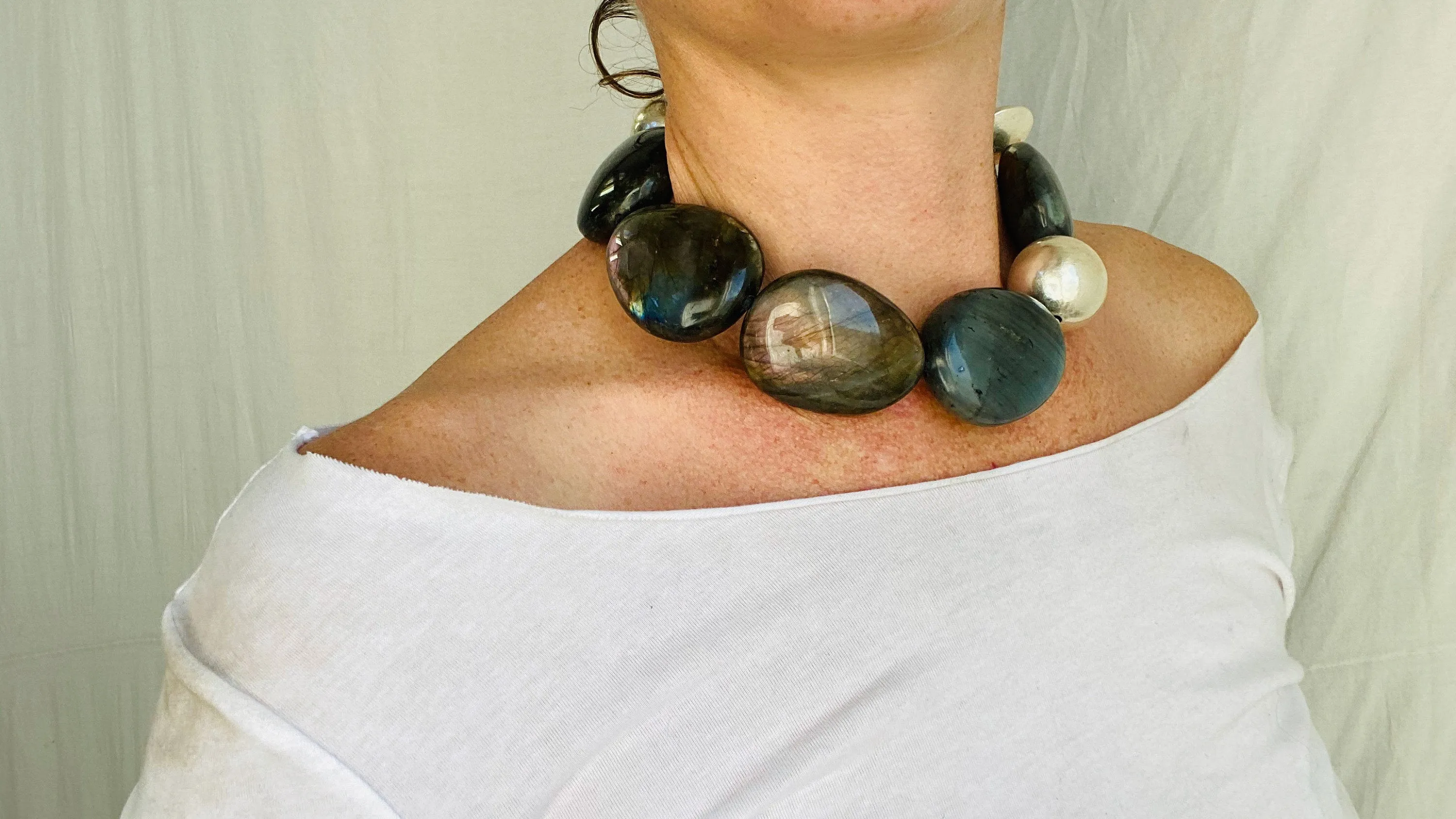 Labradorite & Silver Necklace. Sterling Silver.