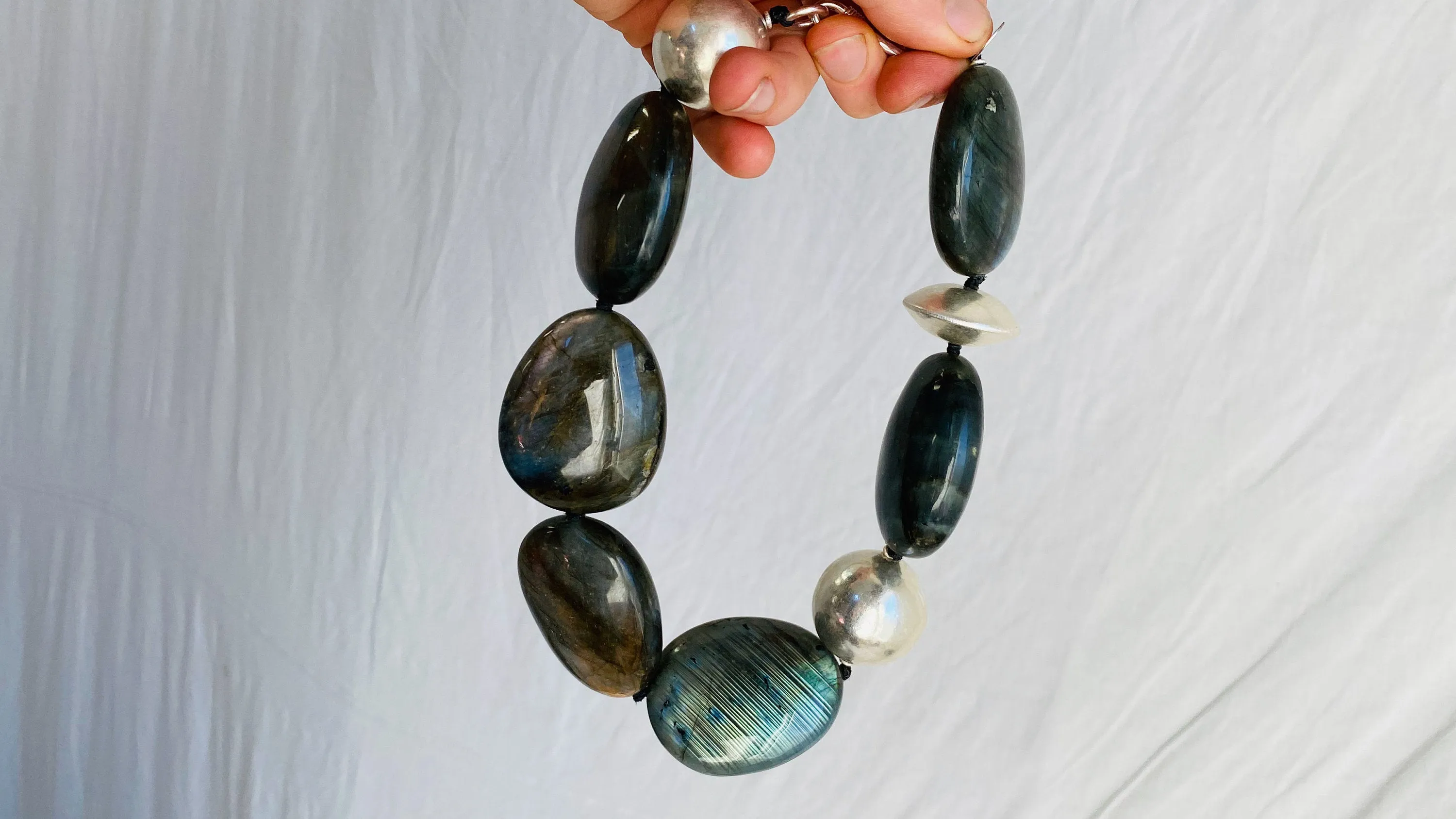 Labradorite & Silver Necklace. Sterling Silver.