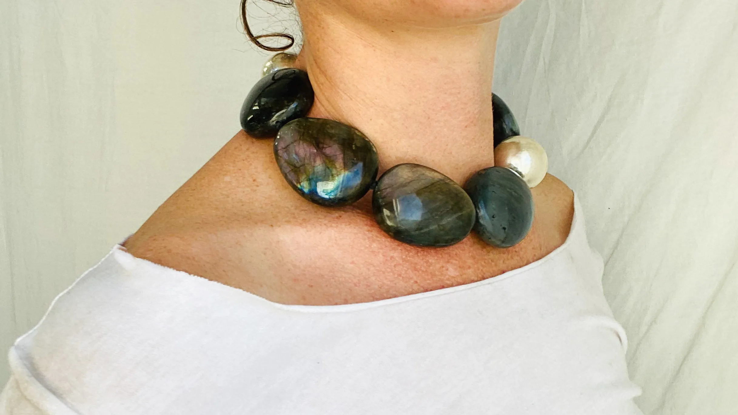 Labradorite & Silver Necklace. Sterling Silver.