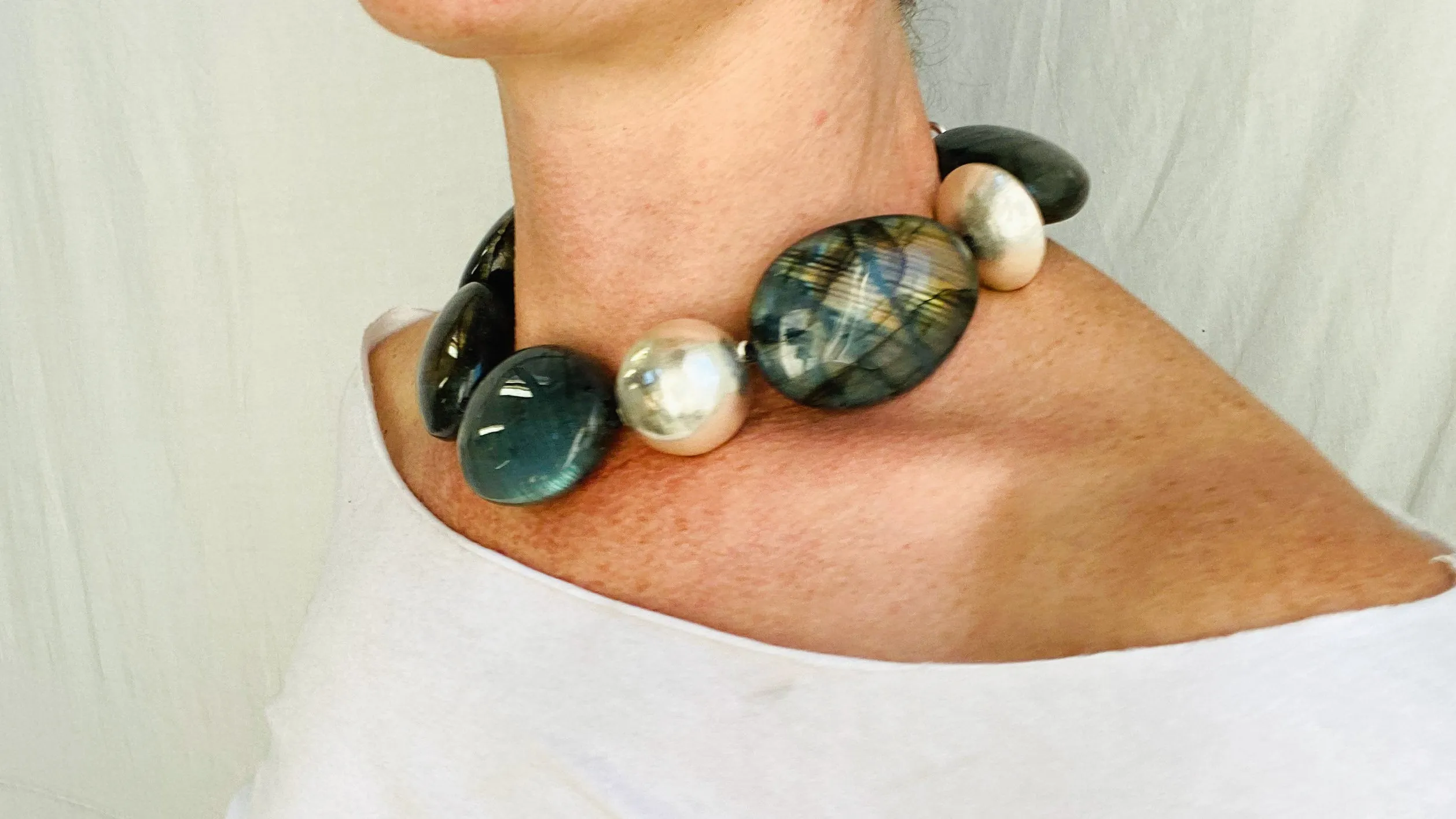 Labradorite & Silver Necklace. Sterling Silver.