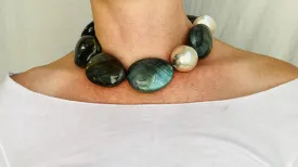 Labradorite & Silver Necklace. Sterling Silver.