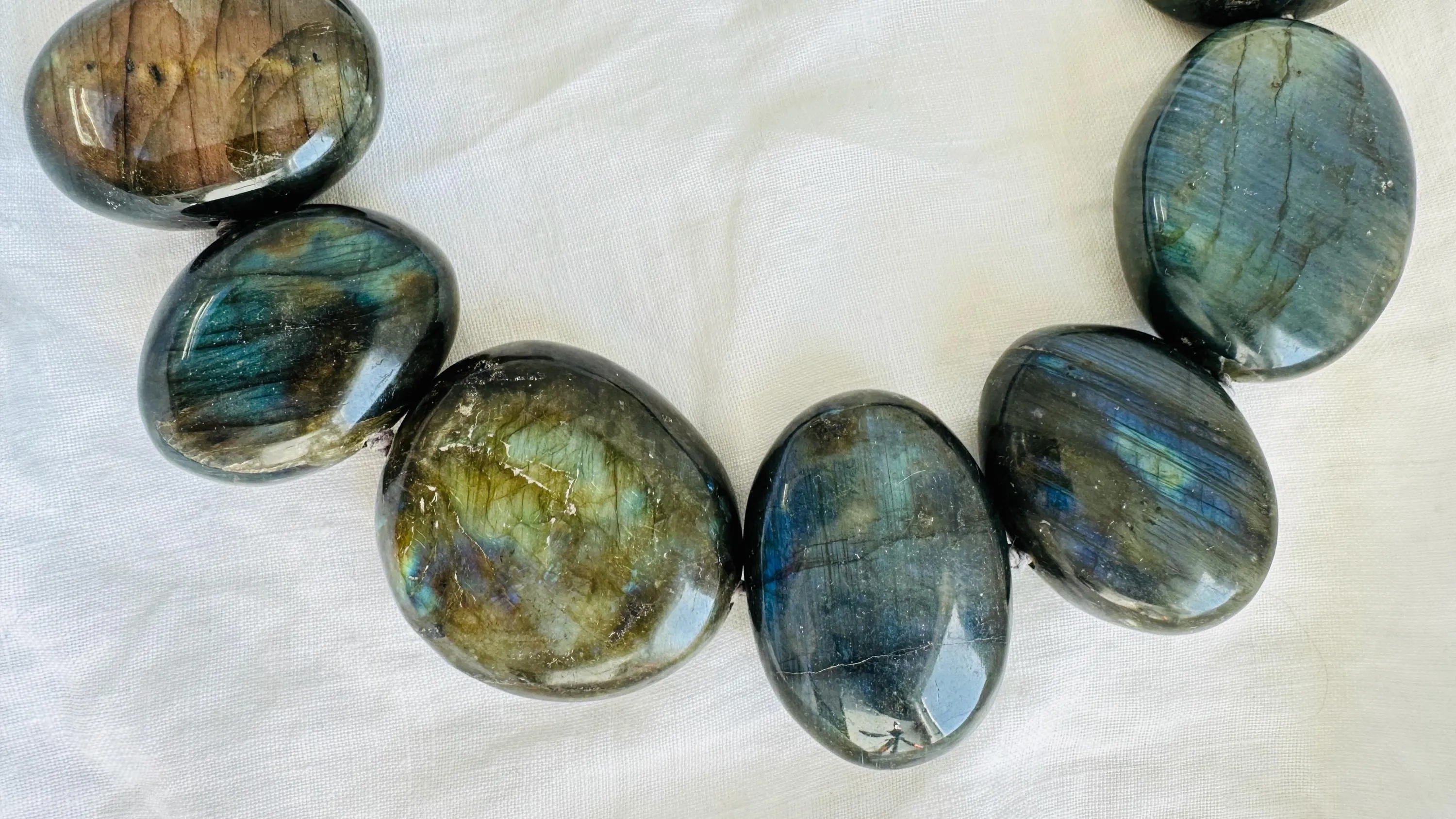 Labradorite Necklace. Beautiful Oversized Stone Jewelry with Sterling Silver Clasp.