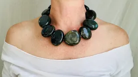 Labradorite Necklace. Beautiful Oversized Stone Jewelry with Sterling Silver Clasp.