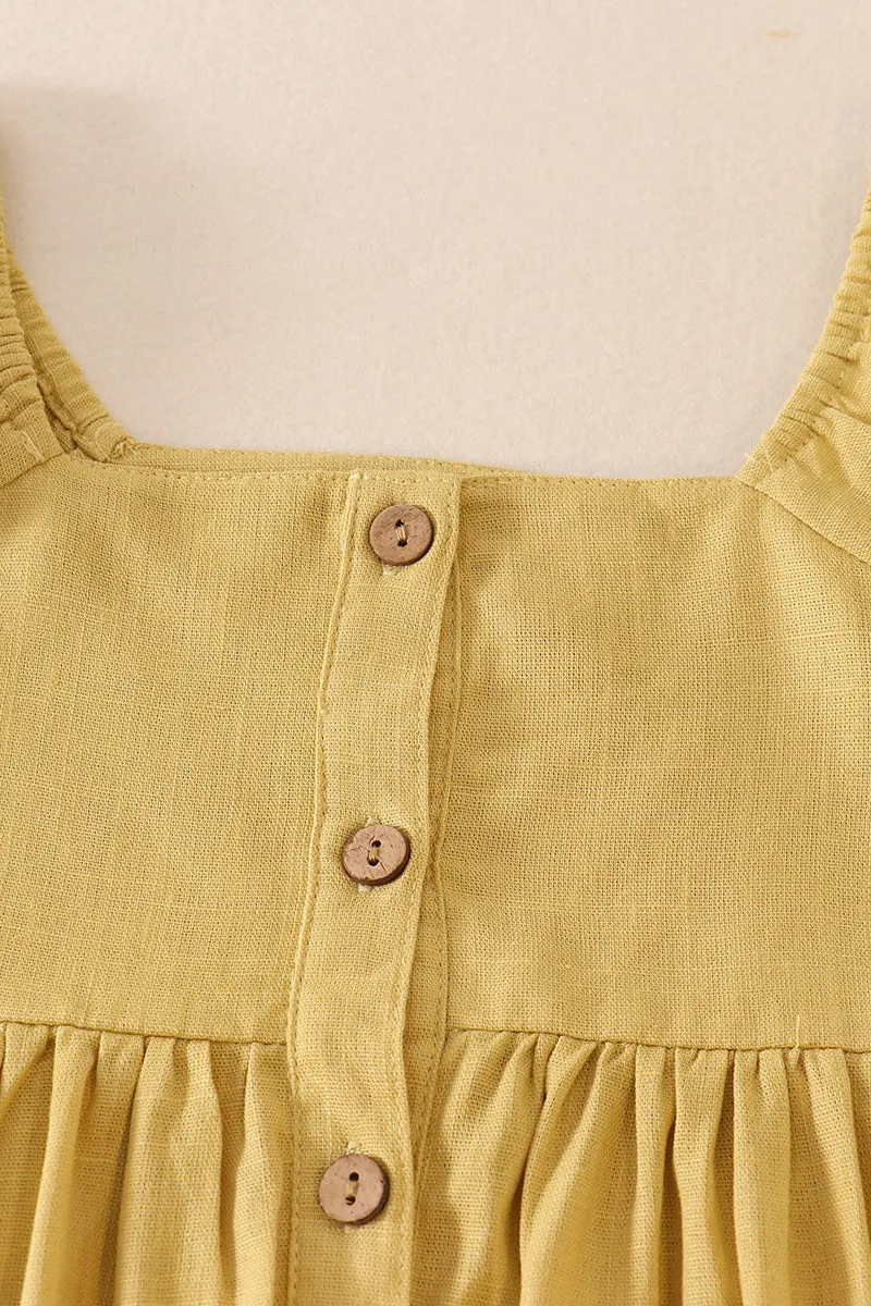 Lemon linen button dress