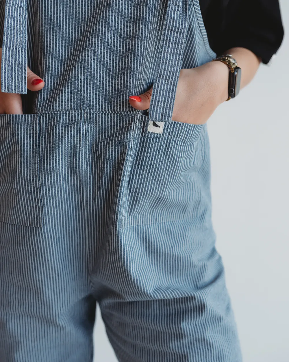 Lila Pinstripe Denim Dungarees