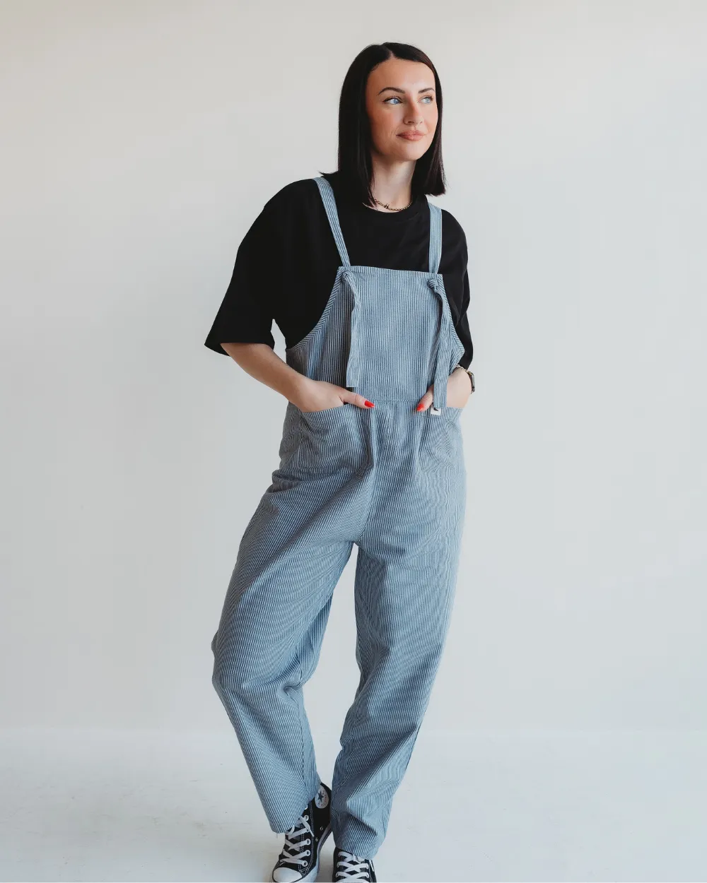 Lila Pinstripe Denim Dungarees