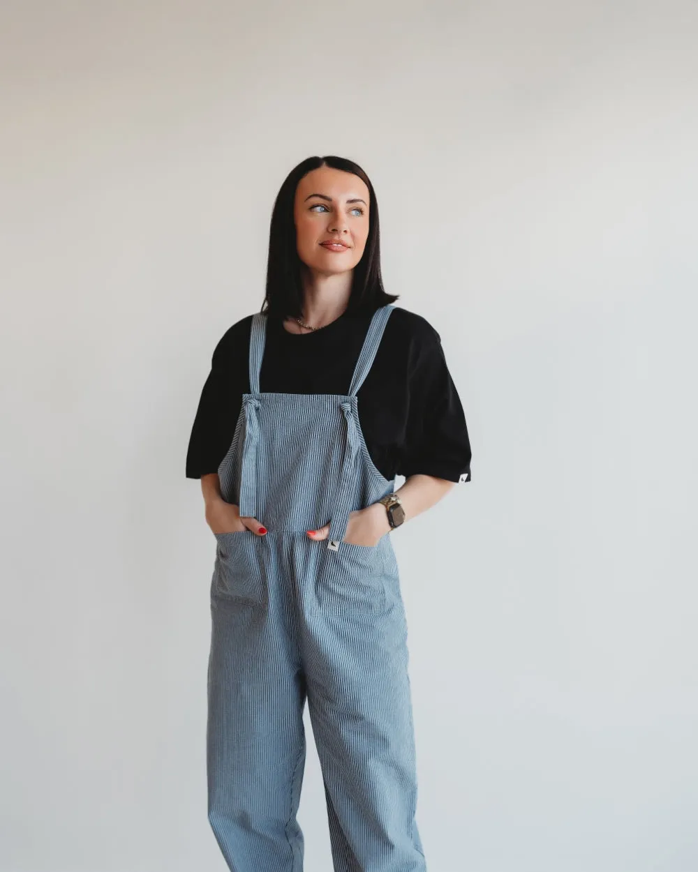 Lila Pinstripe Denim Dungarees