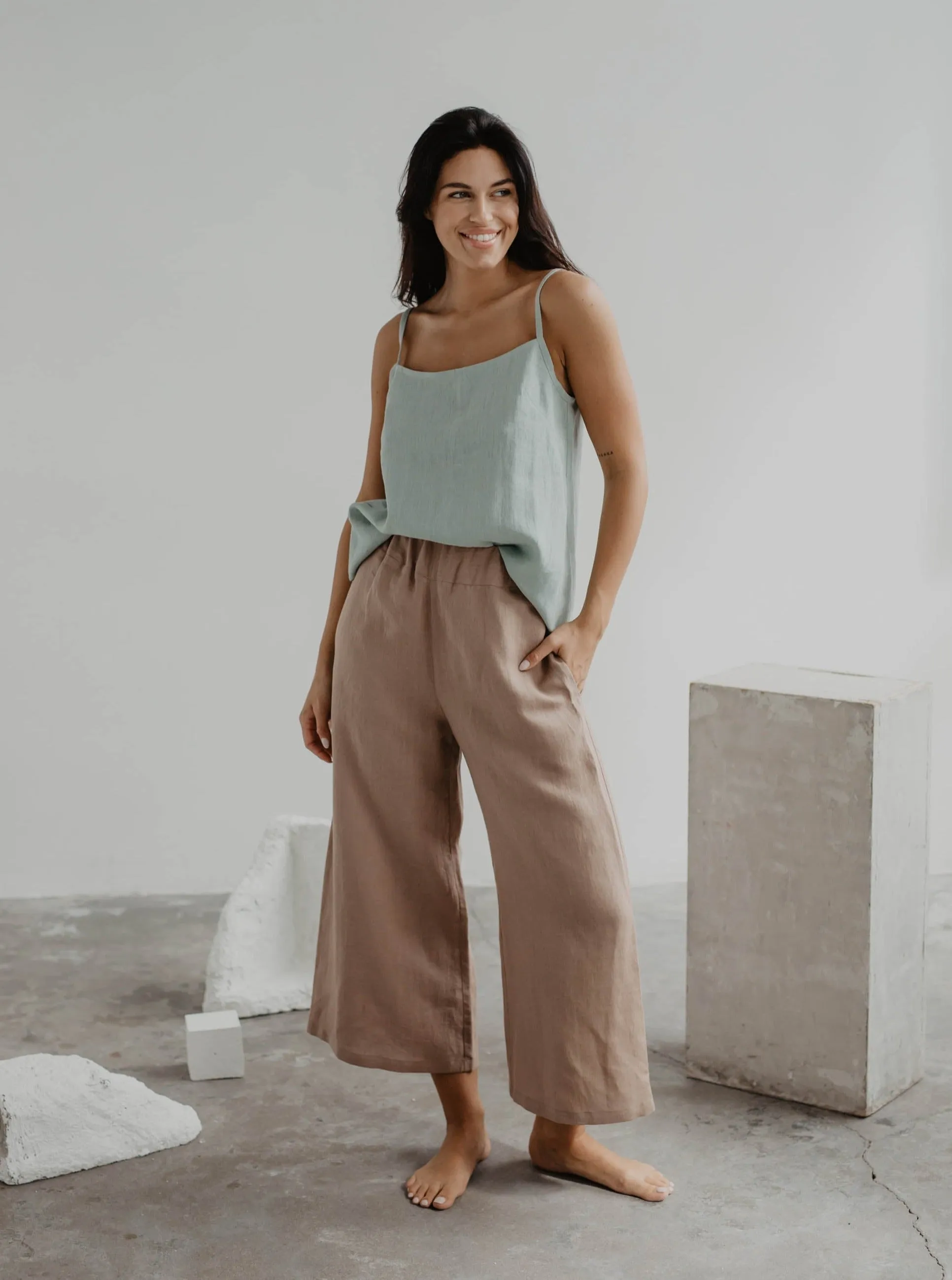Linen Pants Tokyo - Rosey Brown