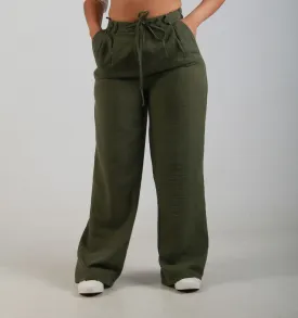 LINEN PANTS WITH DRAW STRING – FATIGUE